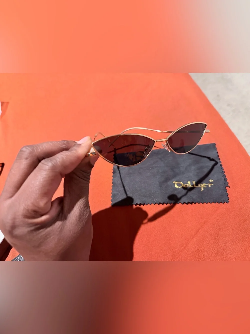 Dollger Gold Frame Dark Black Cat-Eye Sunglasses